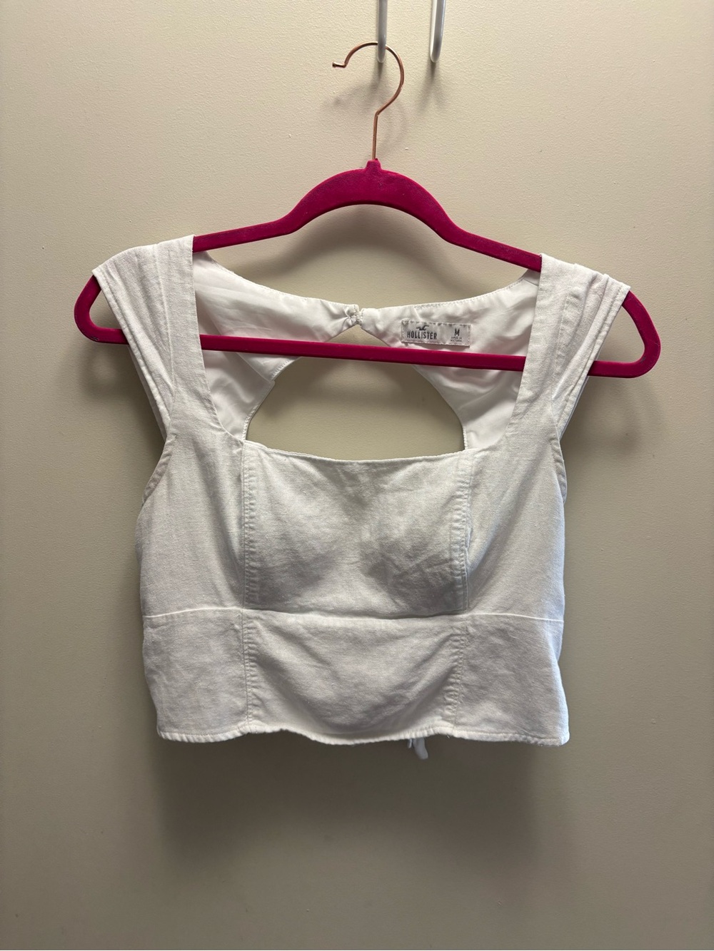 Hollister White Crop Tank with Cutout Back Detail